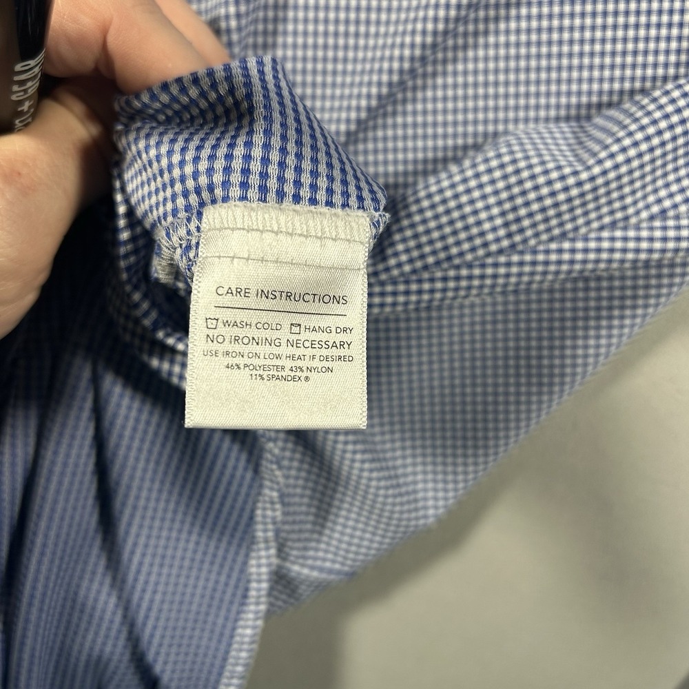 Mizzen+Main Mens Medium Blue Gingham Check Performance Dress Shirt Classic‎ - Picture 3 of 6